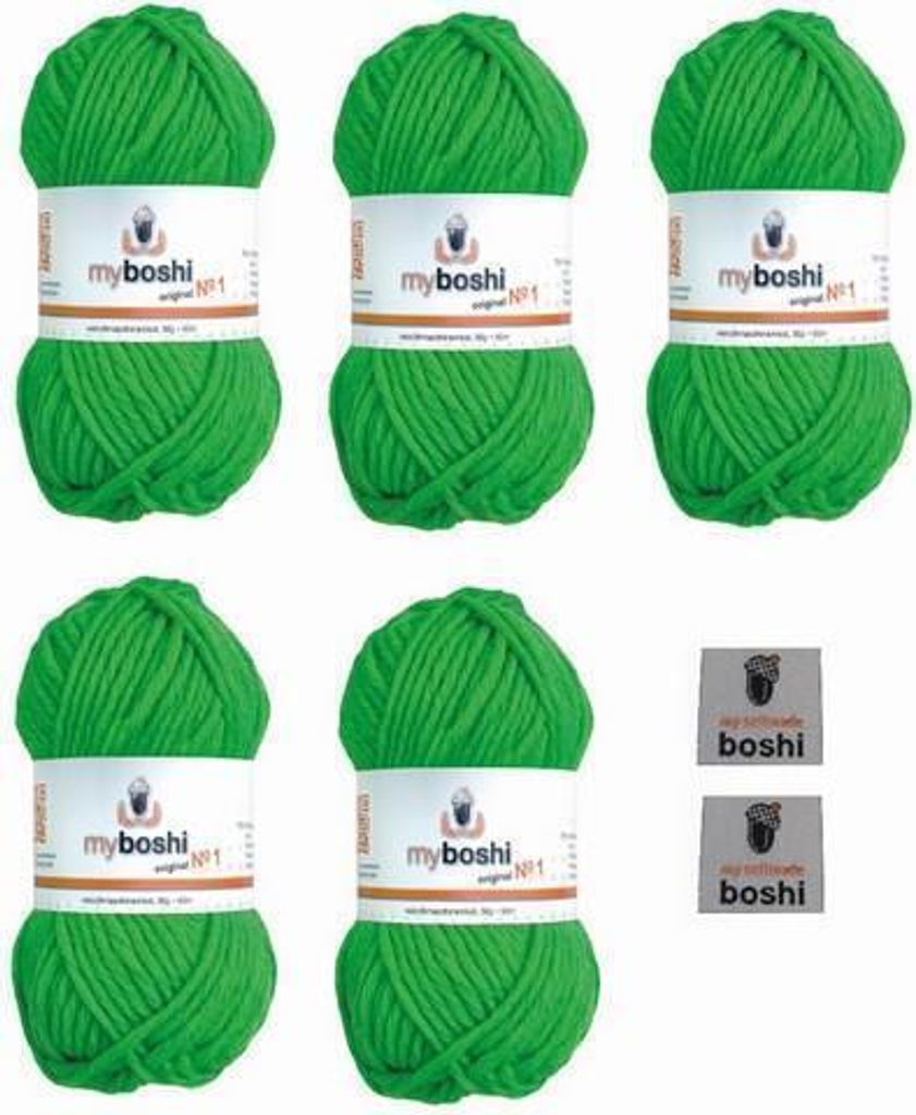 MyBoshi No.1 Set 5 Knäuel a 50g Neongrün 184