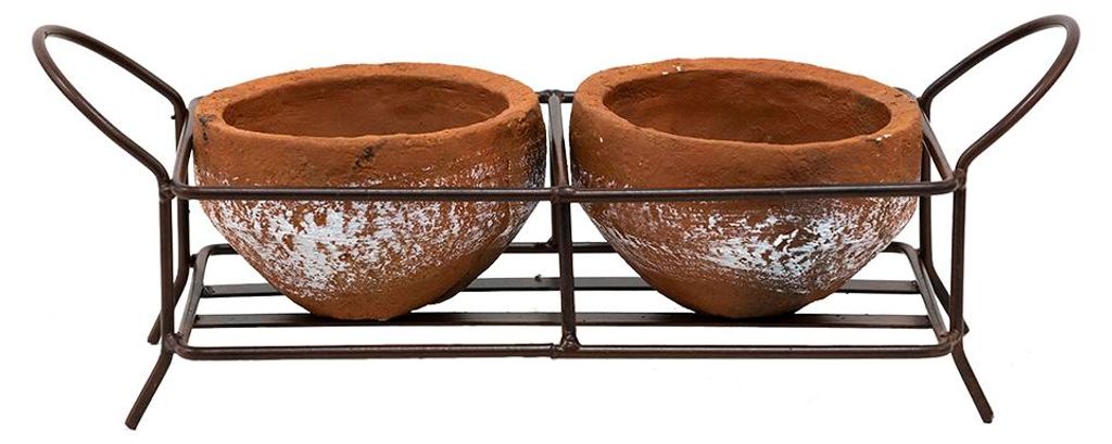 Clayre & Eef Pflanzenhalter 30x12x10 cm Braun Metall