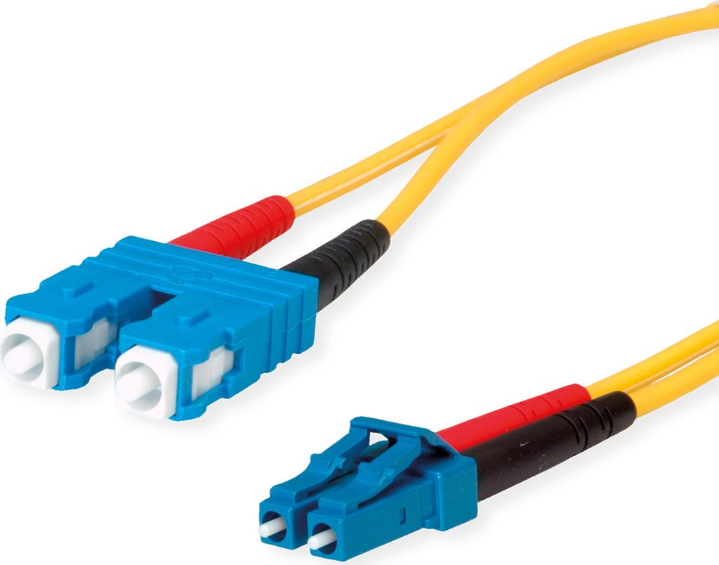 TELEGÄRTNER LWL Adapterkabel 2x E9/125 OS2, 1x SC Duplex - 1x LC Duplex, gelb, 2 m