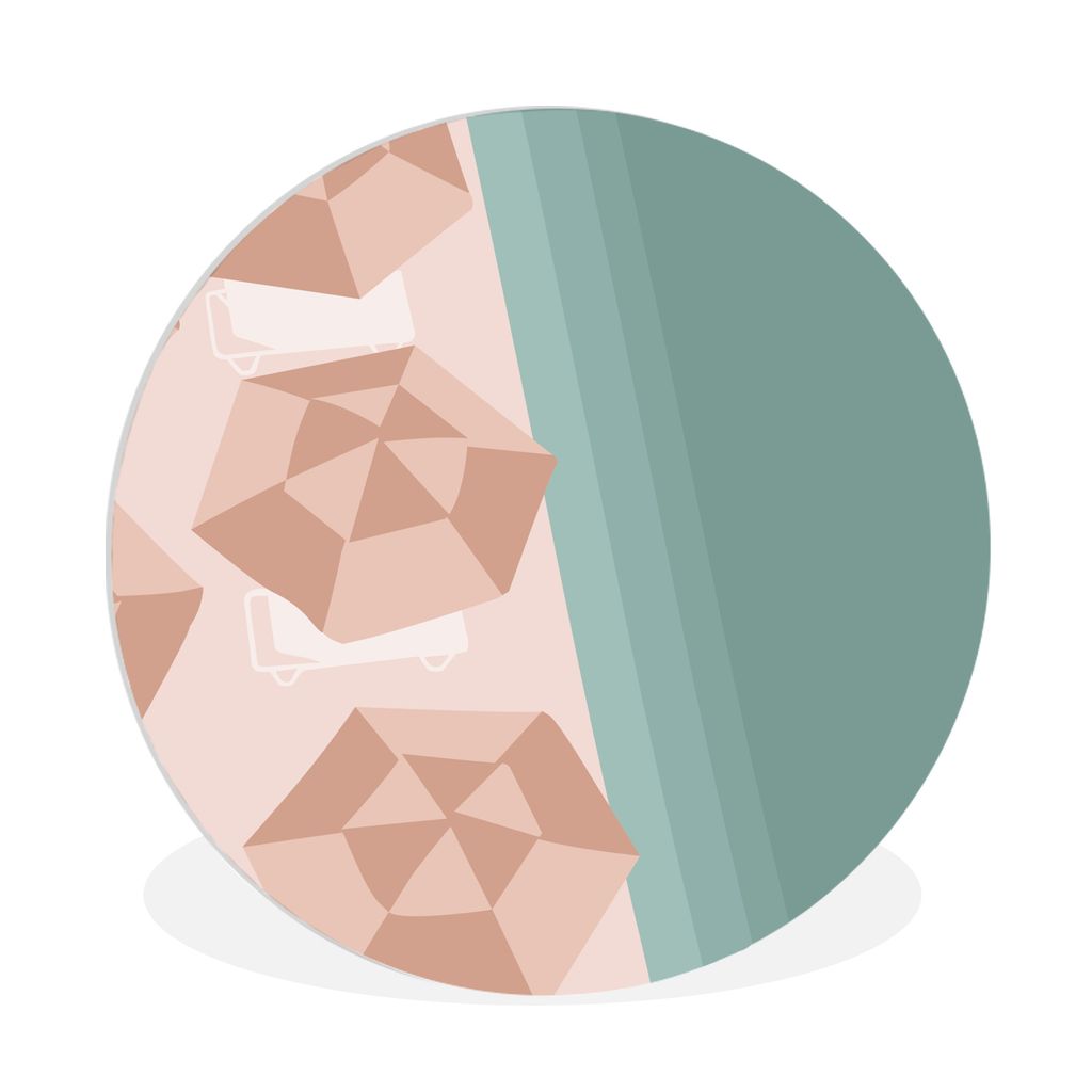 MuchoWow Rundes Wandbild - Runde Bilder Sommer - Sonnenschirme - Meer Ø 90 cm Kreis Wanddekoration Kunststoff - Wandkreis - Wandschmuck - Wand-K...