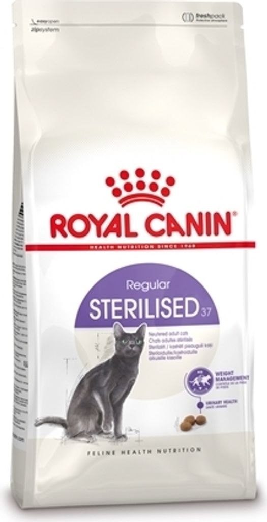 A bag of Royal Canin Feline Sterilised cat food.