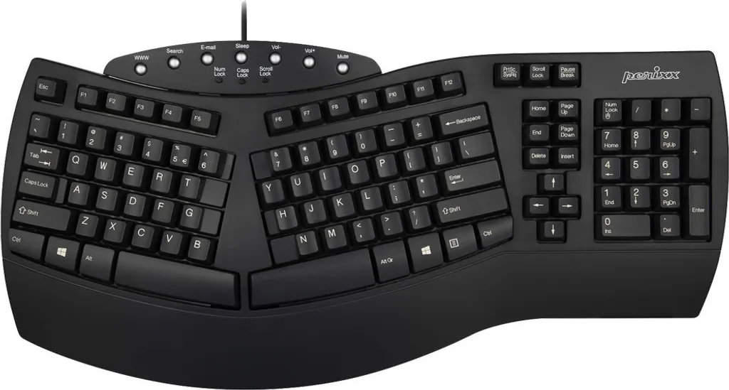 Clavier ergonomique Perixx pour soulager les poignets - Noir