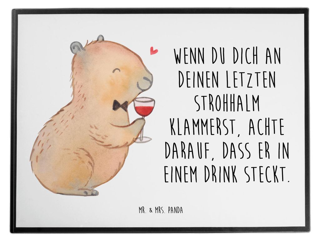 Mr. & Mrs. Panda Schreibunterlage Capybara Wein - Weiß - Geschenk, schreibtischunterlagen, Kunstwerk, arbeitsunterlage, schreibtischunterlage, tis...