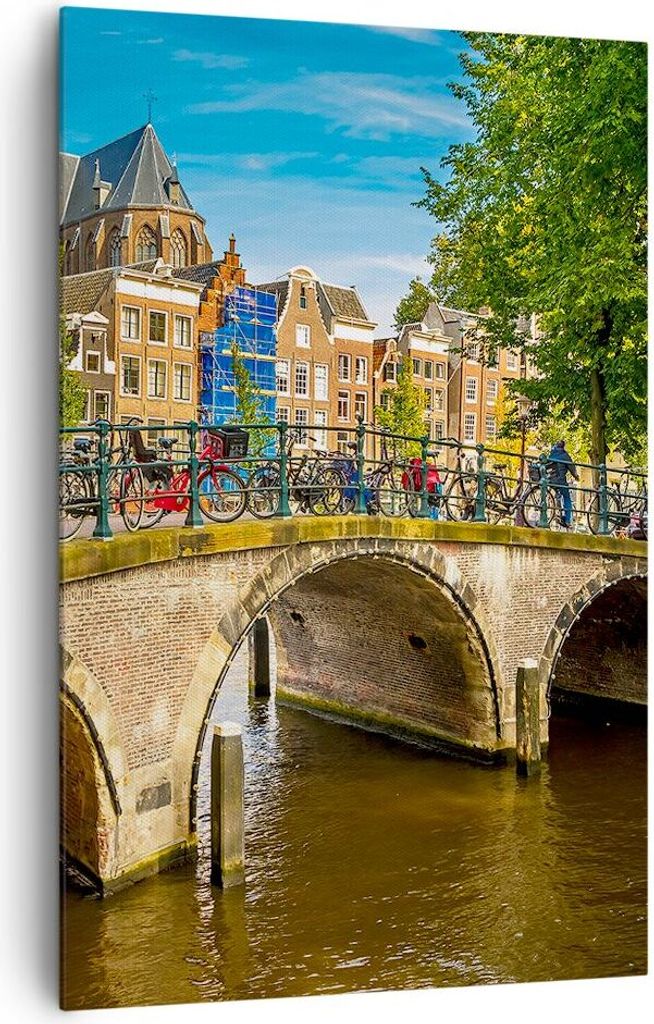 Bild auf Leinwand - Leinwandbild - Einteilig - amsterdam Bögen Architektur Gebäude - 80x120cm - Wand Bild - Wandbilder - Leinwanddruck - Wanddeko...