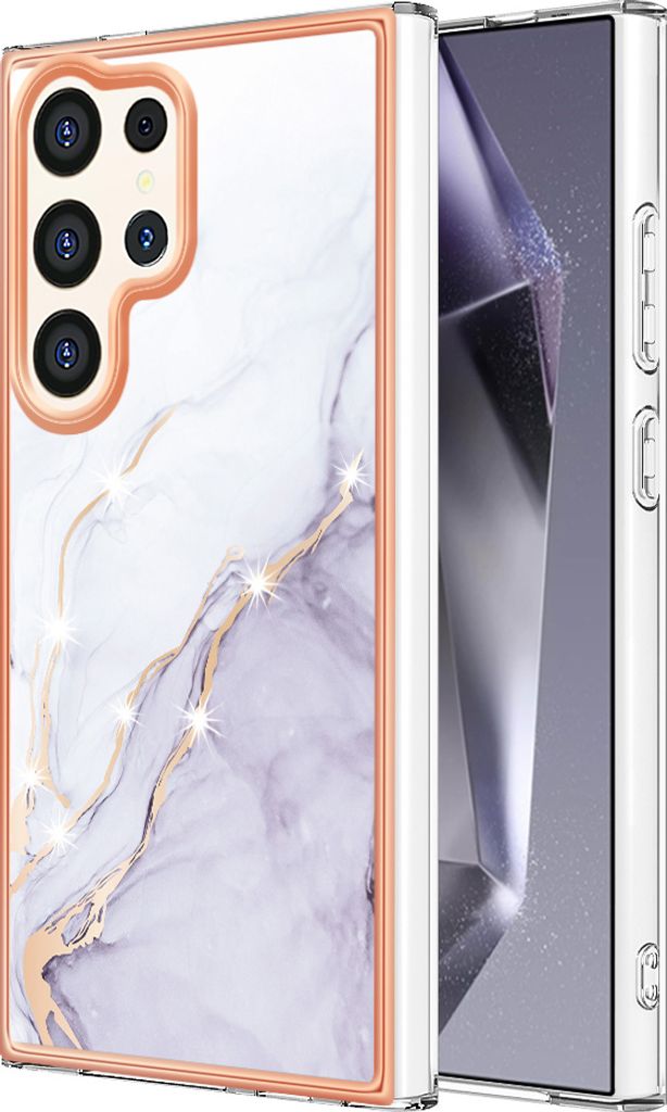Galaxy S25 Ultra Hülle, Marmor Muster Weich TPU Bumper Schutzhülle für Samsung Galaxy S25 Ultra Weiß