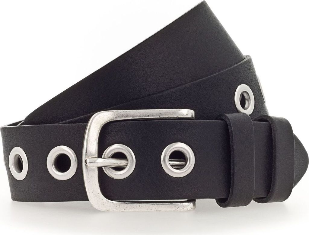 Vanzetti Leder Gürtel 35mm Full Leather Eyelets Belt W90 Black schwarz