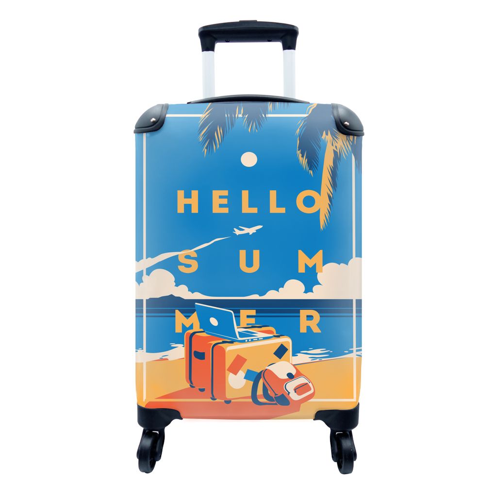 MuchoWow Koffer Handgepäck Trolley Rollkoffer Kleine Reisekoffer mit 4 Rollen - Hallo Sommer - Sprichwörter - Zitate - Reisegepäck - Cabin Siz...