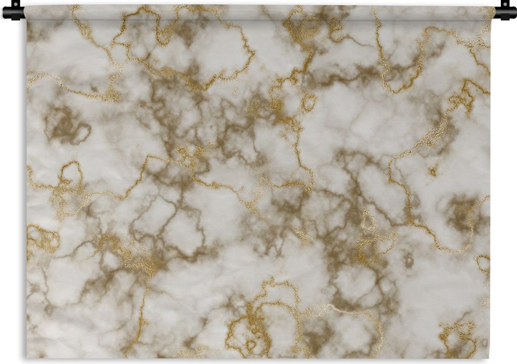 MuchoWow Wandteppich Wandbehang Marmor - Gold - Linie 120x90 cm Tapisserie Dekoration Wandtuch - Wohnen - Aufhänger für die Wand