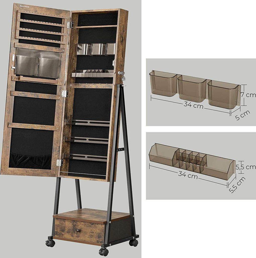 SONGMICS Schmuckschrank Spiegelschrank mit Schublade, Produktbild 3