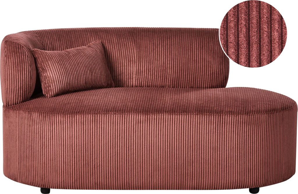 BELIANI Chaiselongue Linksseitig Rot Cord Oval mit Dekokissen Schwarze Füße Hohe Lehne s Design Wohnzimmer Liegesofa Longchair Récamiere