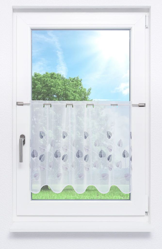 Scheibengardine Lysel - Designblätter (Bx H) 112cm * 50cm Grau/Grau