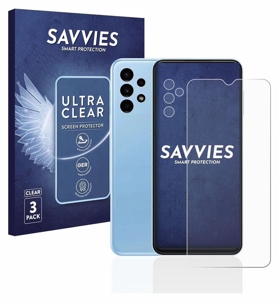 A product shot of a phone screen protector packaging and a smartphone.
