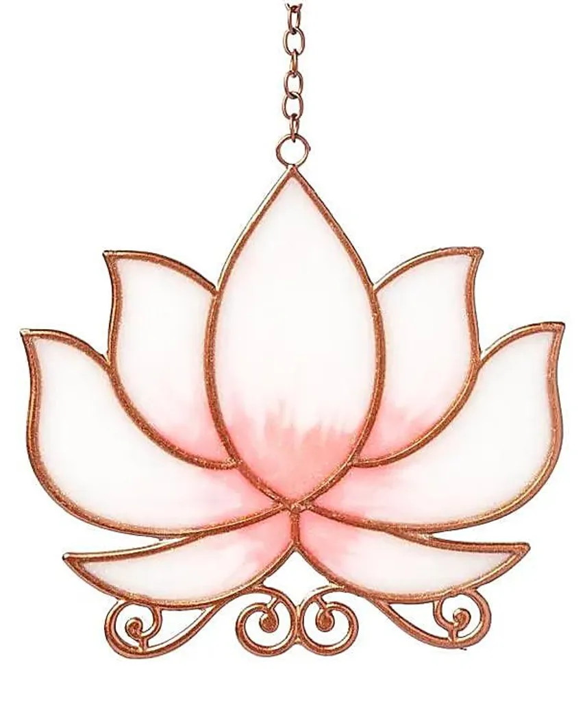 Suspension Vitrail Lotus Rose pour Fenêtre - Déco Murale Zen - 2 Pcs
