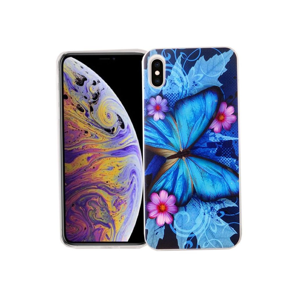Apple iPhone XS Max Handy Hülle Schutz-Case Cover Bumper Schmetterling Blau
