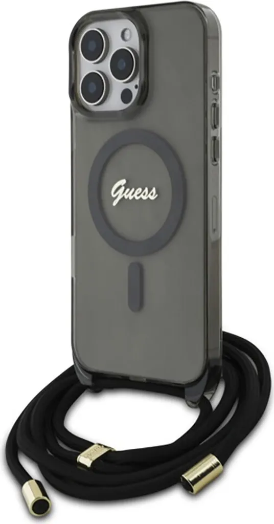Guess Guhmp16Xhctsgnsk Iphone 16 Pro Max 6,9 Czarny/Nero Custodia rigida Crossbody Cord Script Magsafe