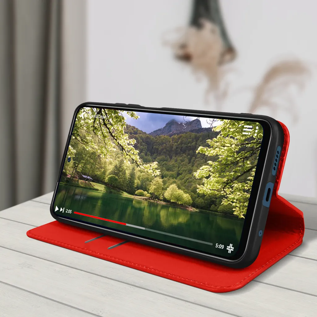 Custodia In Pelle PU Per Xiaomi Redmi Note 11S 4G – Design Creativo Cielo Rosso, Con Porta Carte E Funzione Cavalletto, Antiurto