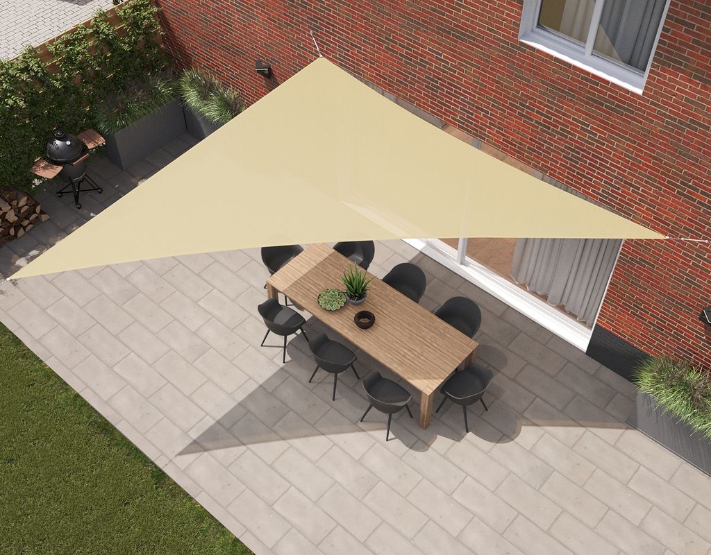 Kopu Sonnensegel Dreieckig 5x5x7,1m 280 Gramm Wasserdurchlässig Creme
