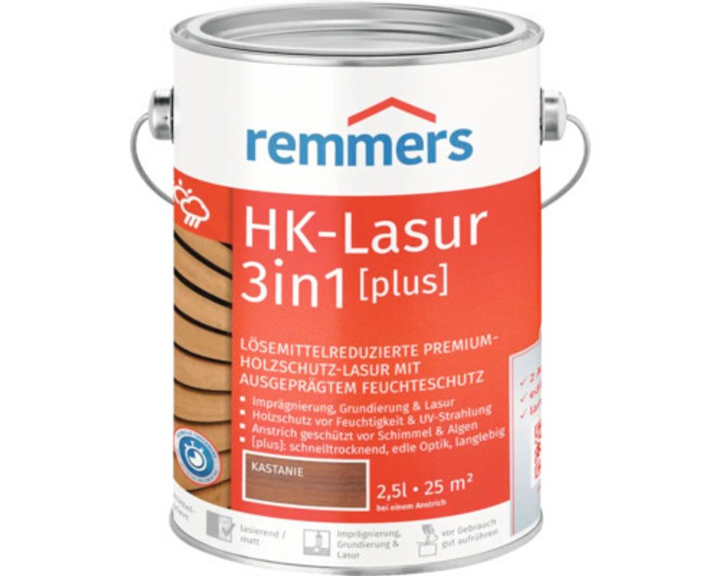 Remmers HK-Lasur 3in1 [plus] castagno 2,5 l Immagine del prodotto 
