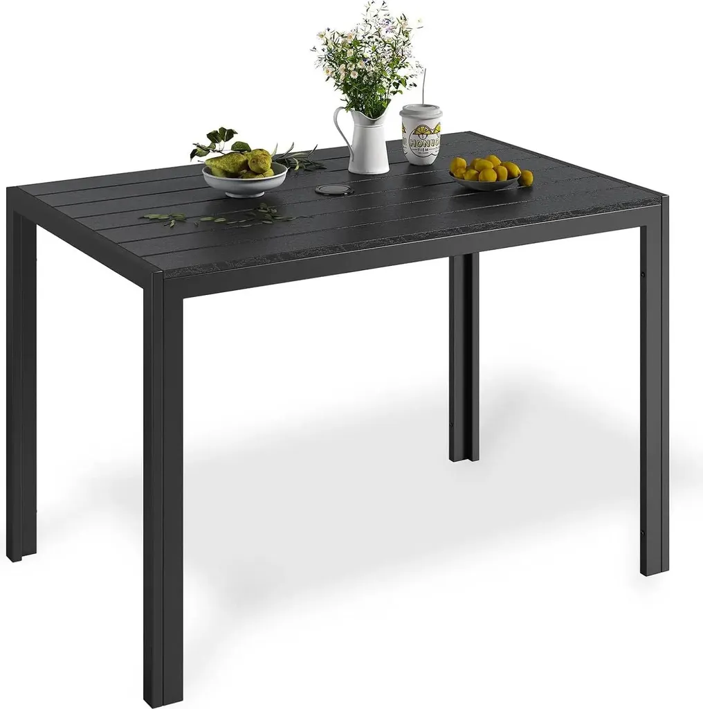 Table de terrasse résistante aux intempéries en WPC noir 110x70x73 cm