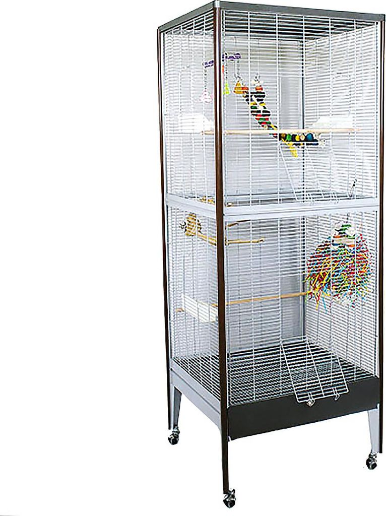 Vogelvoliere Happy Home 66 B · mit Dekoecken in Holzoptik