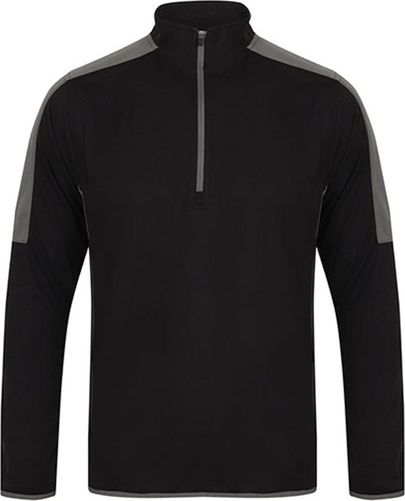 Finden+Hales LV571 | Adults` 1/4 Zip Midlayer with Contrast Panelling - Farbe: Black/Gunmetal Grey - Größe: L