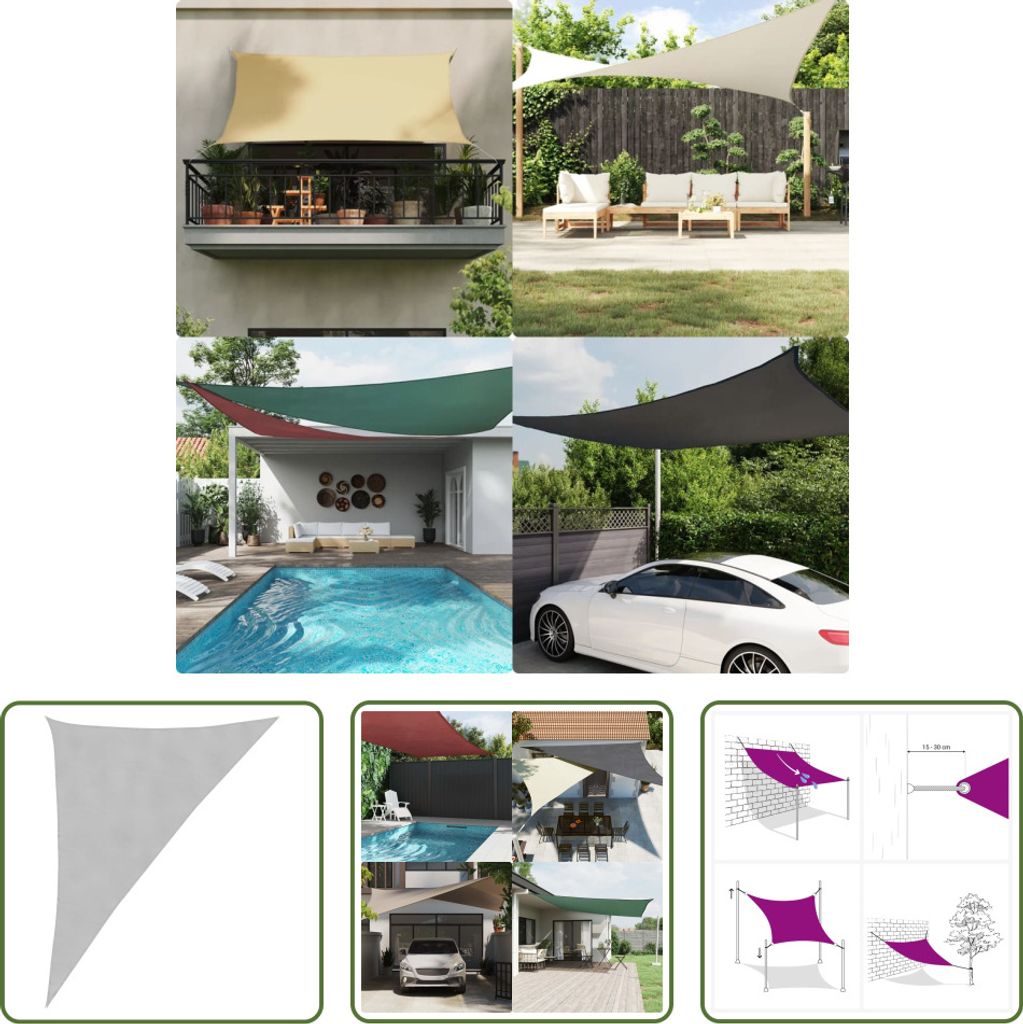 The Living Store Sonnensegel Hellgrau 4x5x6,4 m 100% Produktbild 