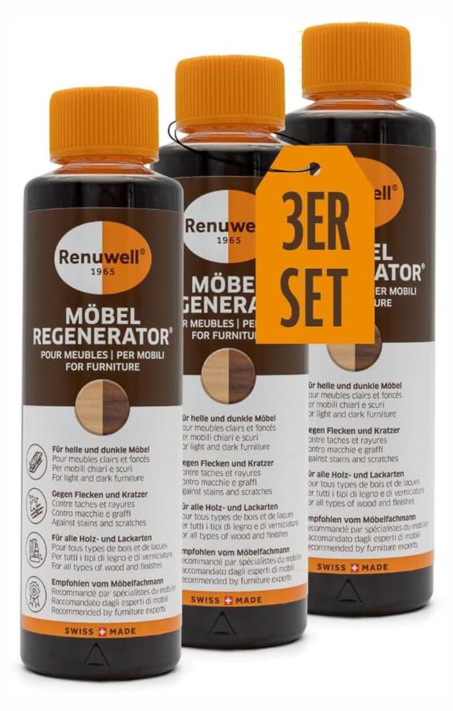 Renuwell Möbel-Regenerator Pflegemittel Holzreiniger Spar-Set 3 x 500 ml