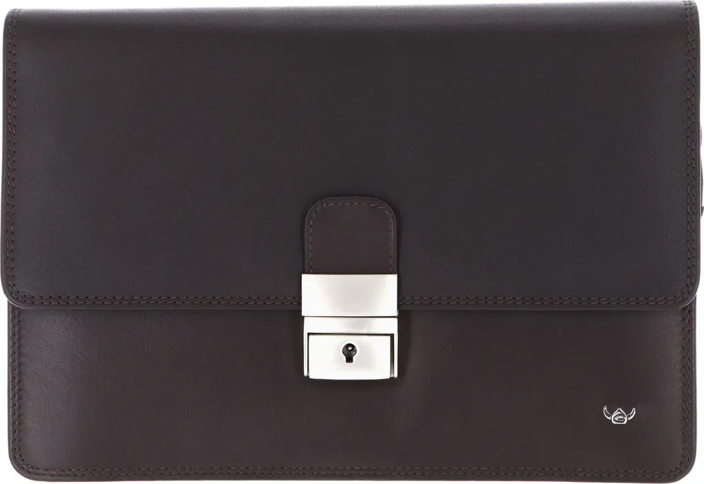 Sac à poignet Golden Head Polo 8215 en cuir marron foncé haut de gamme