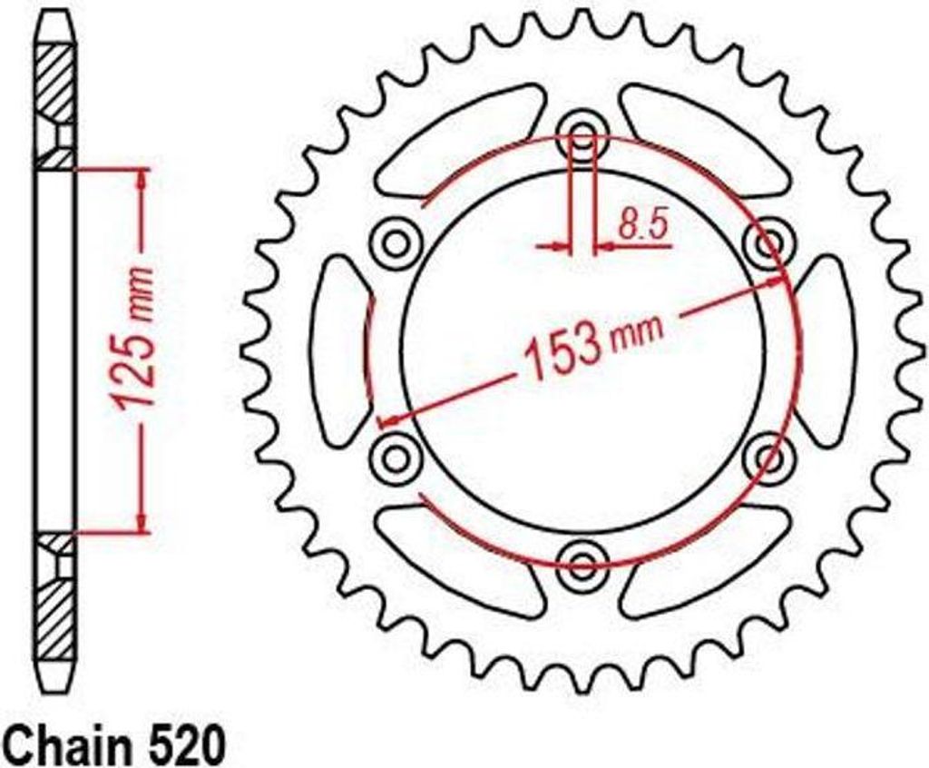 Kettenrad 49Z Teilung 520 für HONDA XR CR CRF Rear sprocket