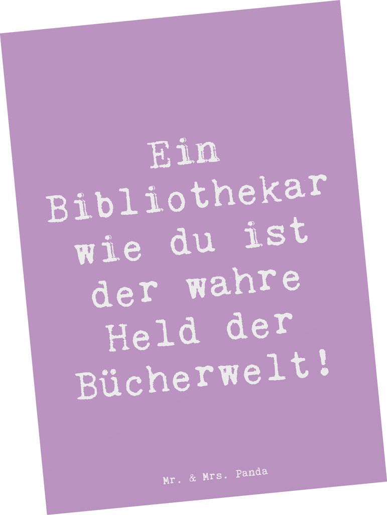 Mr. & Mrs. Panda bildkarte Spruch Bibliothekar Held - Lavendeltraum - Geschenk, Grußkarte, Liebe, Fotokarte, Wertschätzung, Danke sagen, Aufmerks...