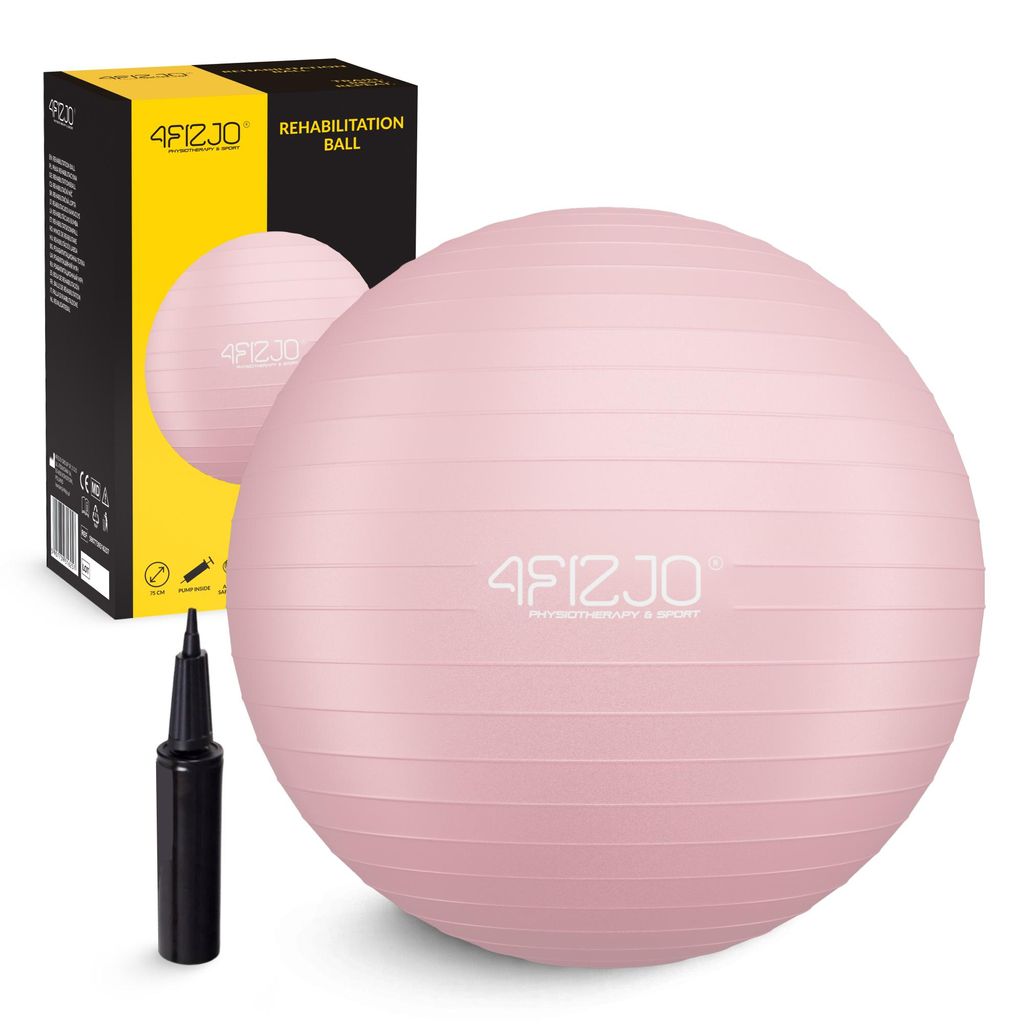 4FIZJO Gymnastikball Reh Ball, aufblasbar, Reha, Pilates, Fitness, Therapie, 75 cm, rosa