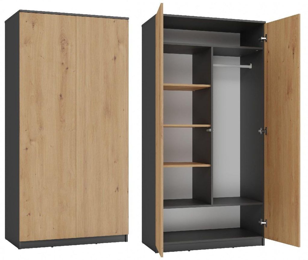 Penderie à deux portes 90 cm TAUNO – chêne artisan / Image du produit 