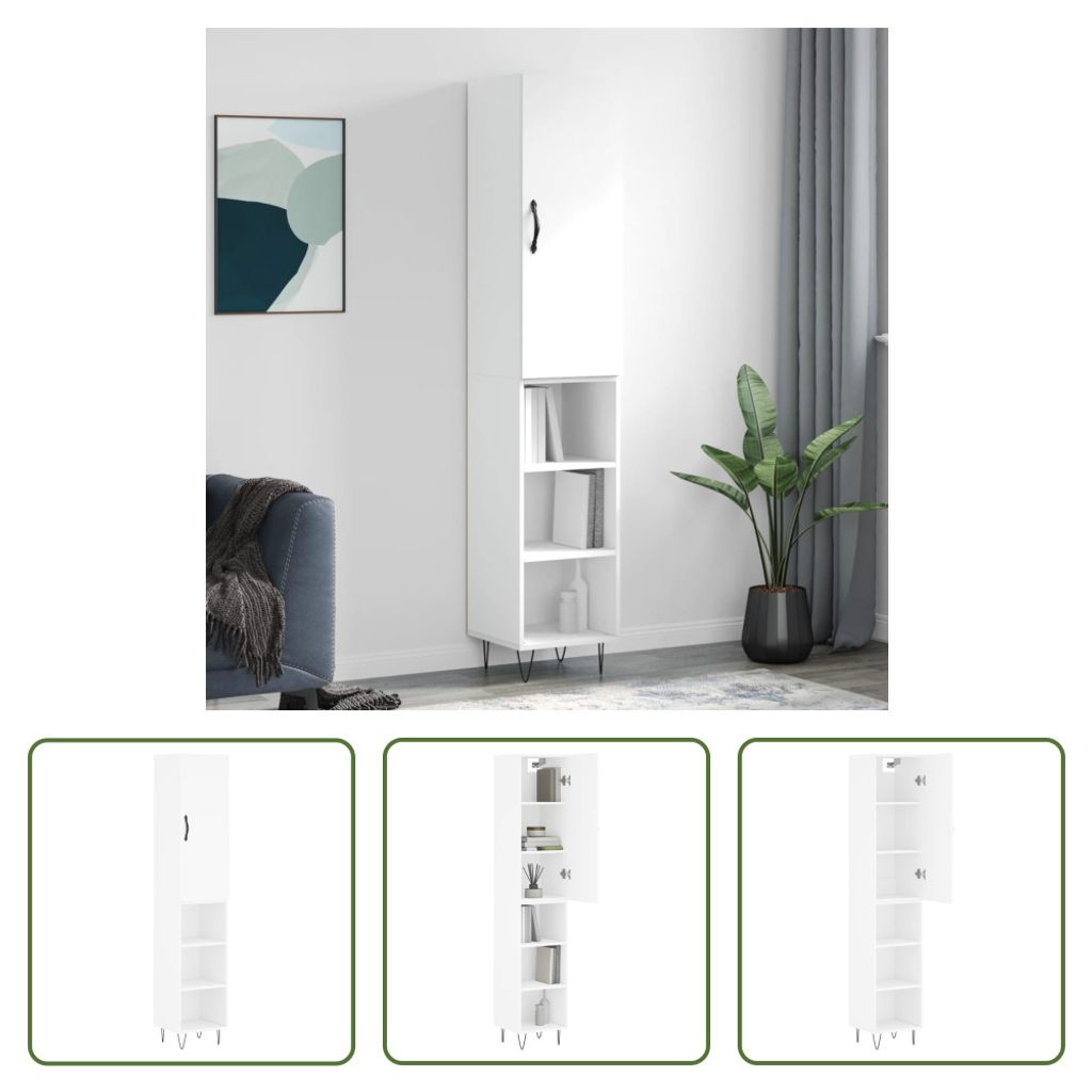 The Living Store Highboard Weiß 34,5x34x180 cm Holzwerkstoff