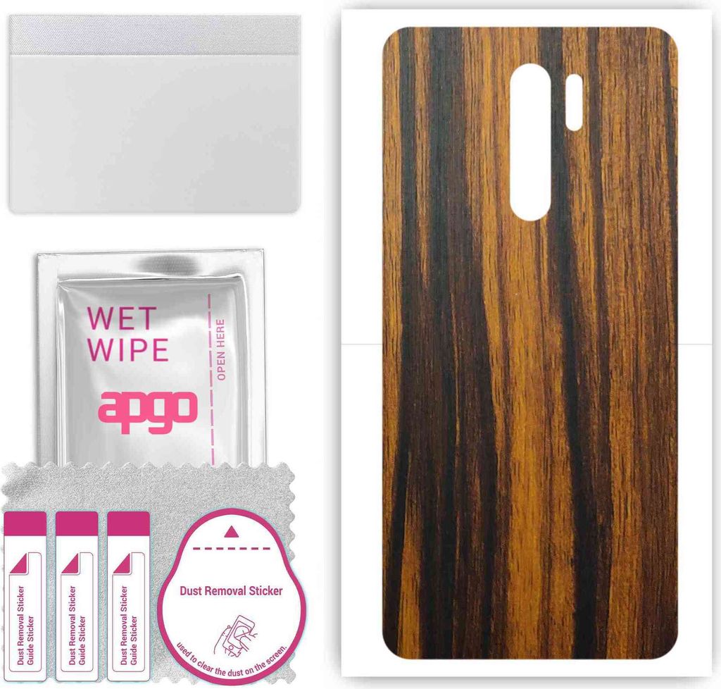 apgo Rückseite Schutzfolie, Skin, kompatibel mit Xiaomi Poco M2, Hinten Displayschutzfolie aus Vinylfolie, kratzfest, einfache Montage - Tigerwood