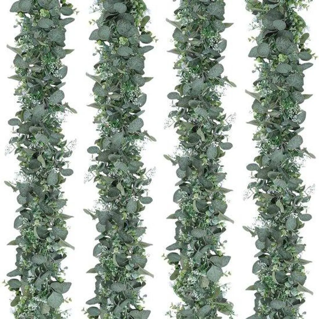 Plante suspendue eucalyptus et fleurs blanches pour couronne murale 4x