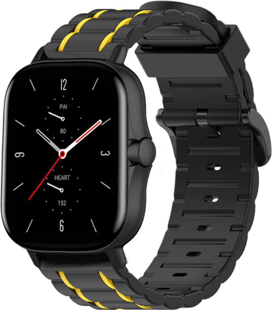 Strap-it Amazfit GTS 2 Sport Schnallenarmband (Schwarz/Gelb)