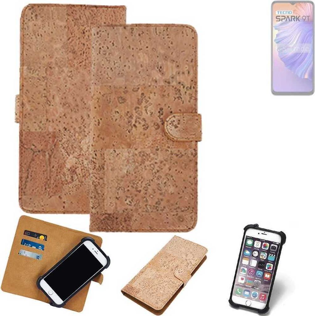 K-S-Trade Hülle kompatibel mit Tecno Spark 9T Kork Handyhülle Cover Schutzhülle TPU Case Bumper in Hellbraun, (1x)