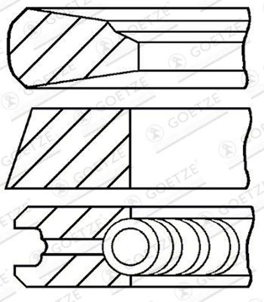 Segments de piston moteur Goetze 08-101100-00 compatibles Lybra OE