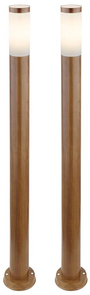 2er Set Stehleuchte, Außen, Edelstahl, Holz-Optik, H 110 cm Produktbild 
