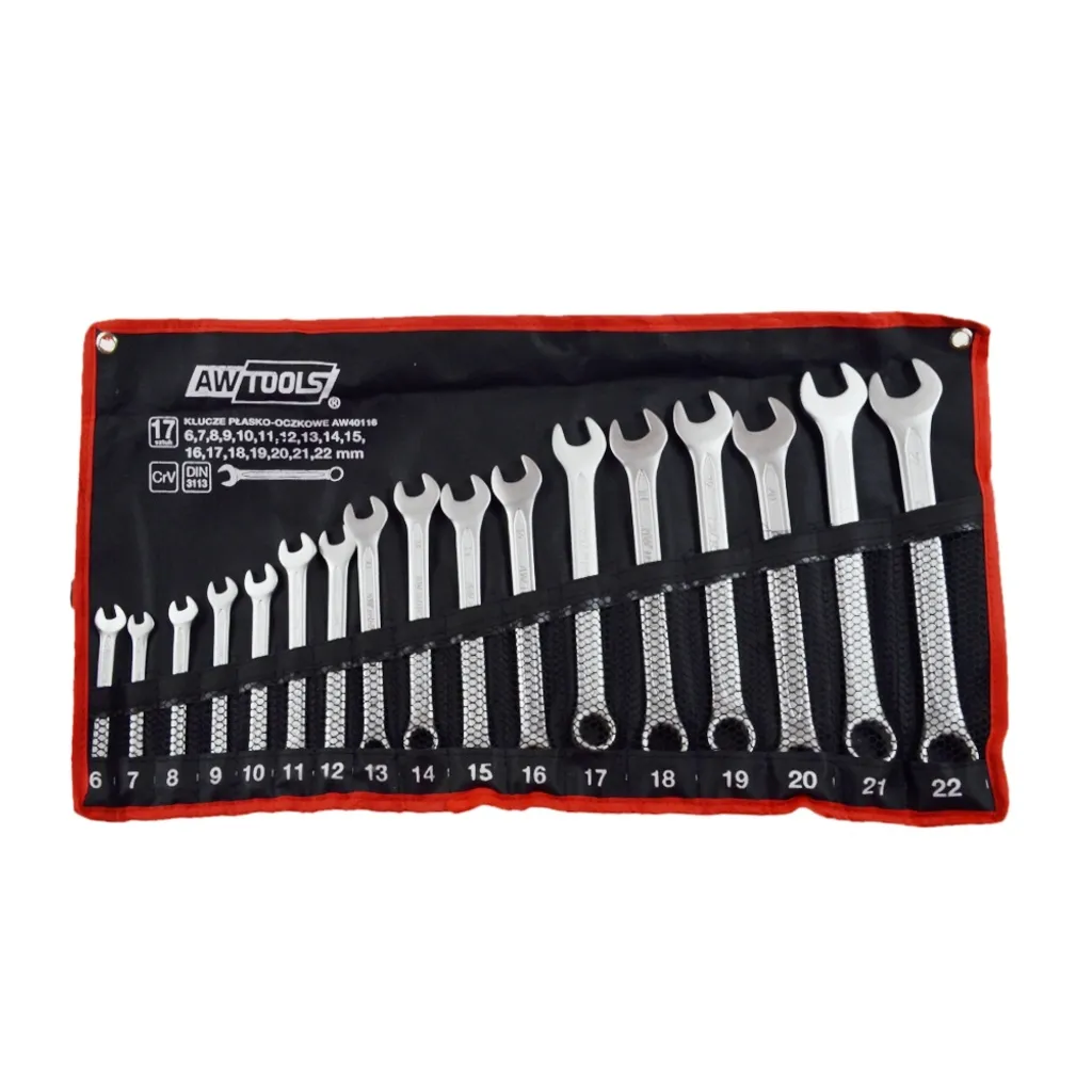 Lot de 17 Clés Mixtes Plates et à Œillet Awtools pour Atelier et Garage