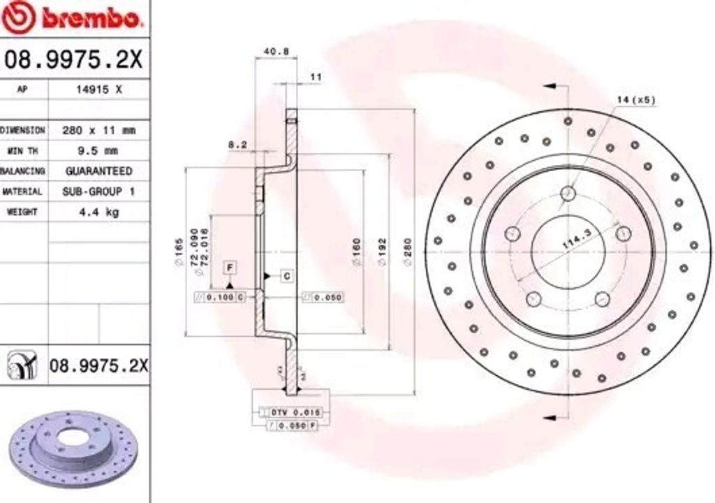 BREMBO 08.9975.2X - OE BP6Y26251B Bremsscheibe für 3 (BK), 3 (BL), 5 (CR19), 5 (CW)