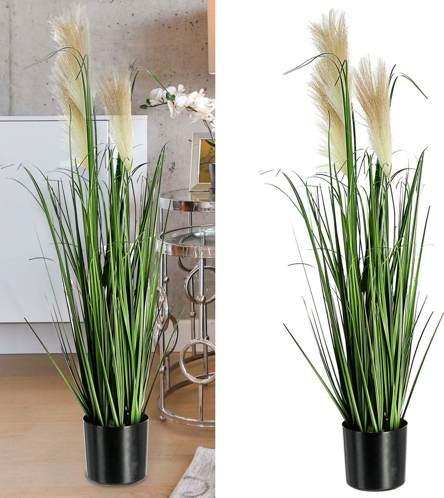 Kunstpflanze Wildgras mit Wedeln im Topf Höhe 85cm Produktbild 