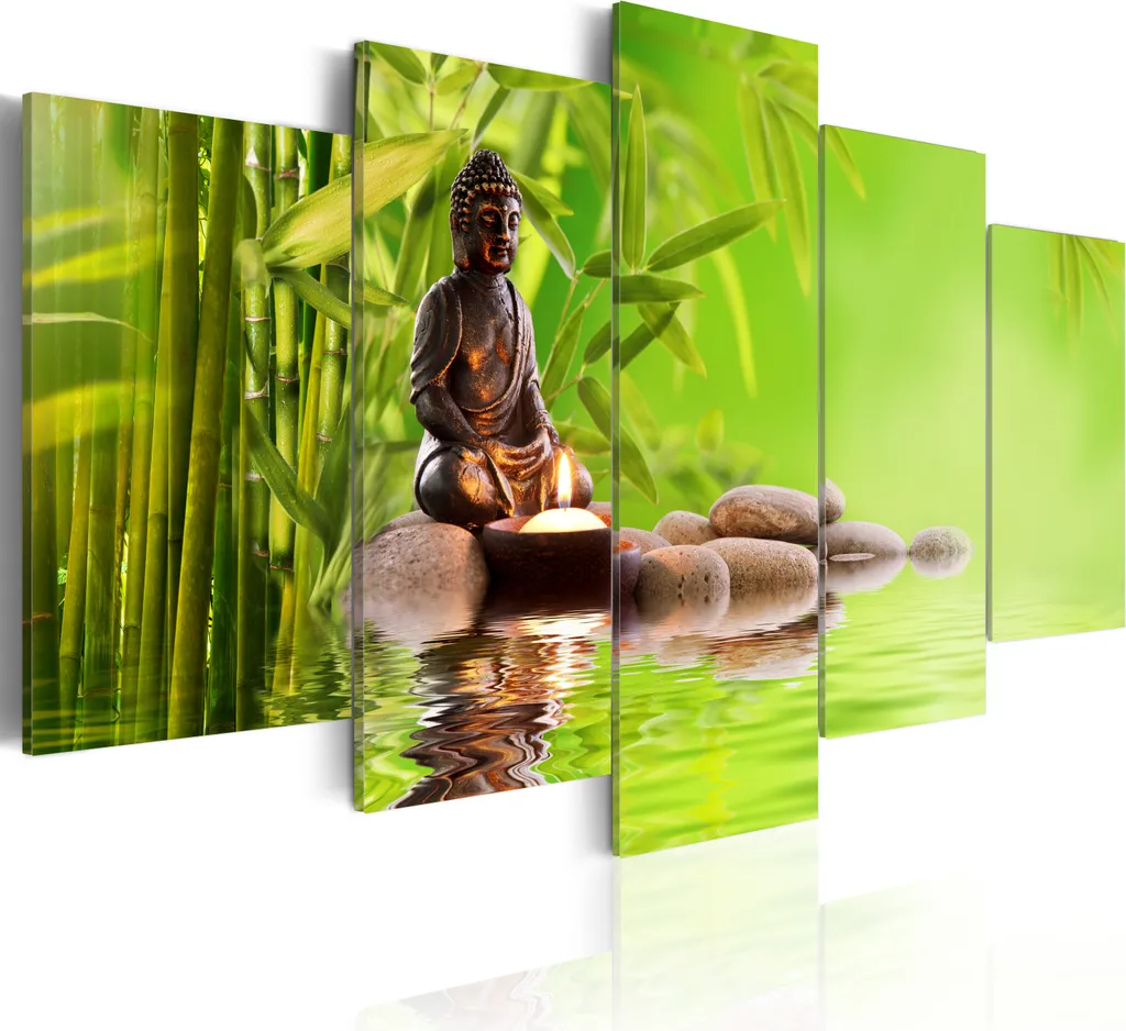 Quadro Moderno Buddha 5 Pezzi 200x100 - Arte da Parete Zen XXL