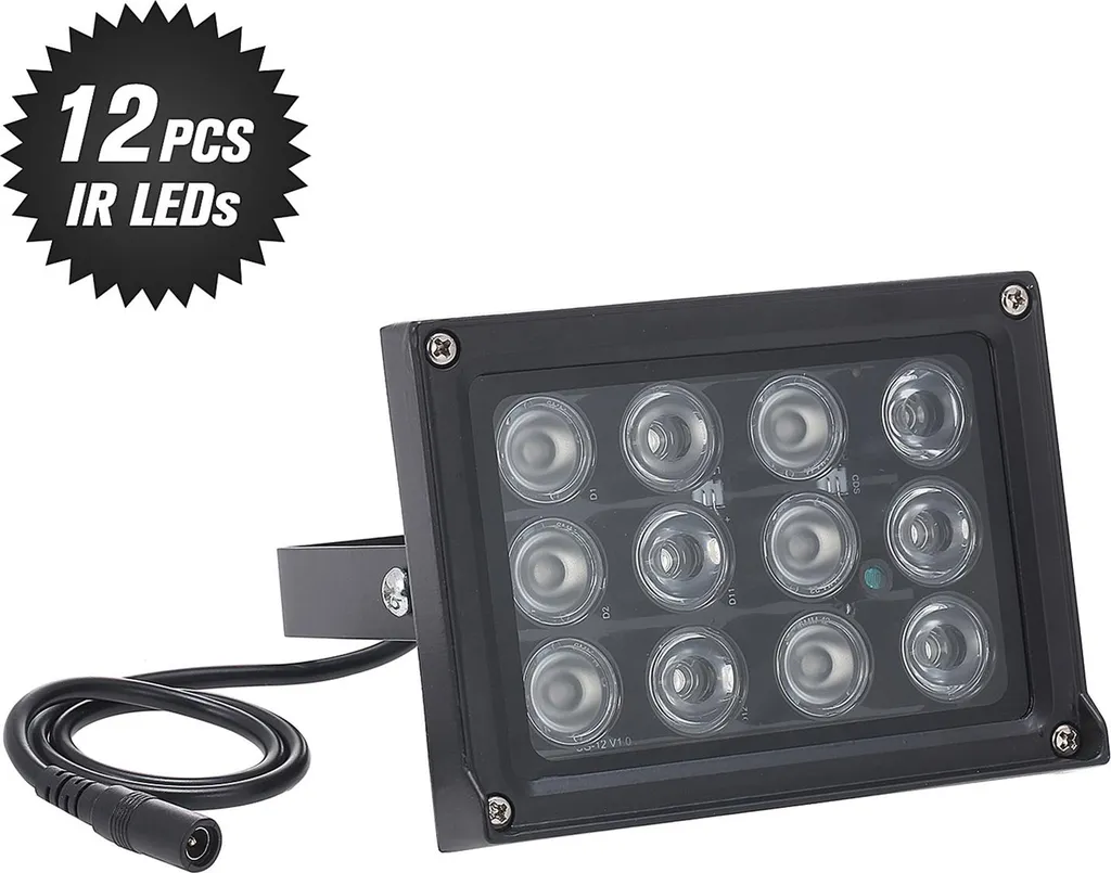 Projecteur IR 12 LED Wide Angle Long Range IP65 pour Sécurité Nocturne