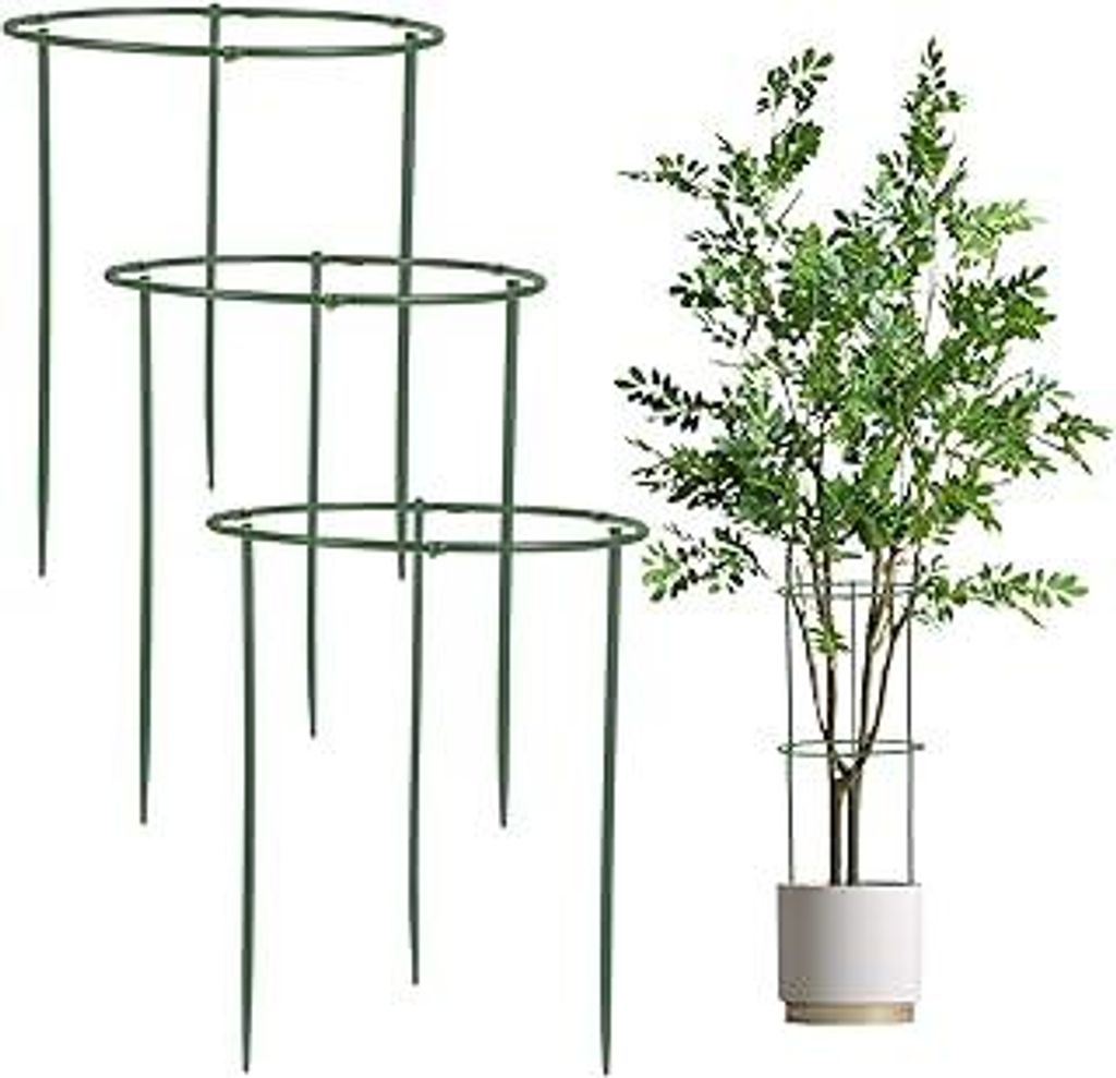 3 Stück Pflanzenstützen Rund, Rankhilfe Pflanzenstütze Ringkäfige Blumenhalter für Gartenpflanzen Gemüse Tomaten Bohnen Erbsen Pfingstrosen G...