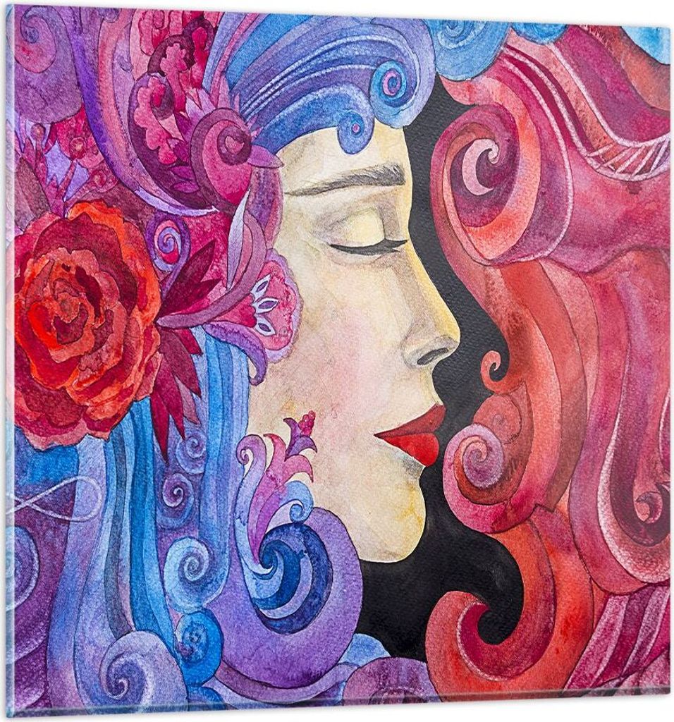 Bilder auf glas - Frau Abstraktion - 60x60cm - Glasbilder - Wandbilder - Kunstdruck - zum Aufhängen bereit - Wanddekoration aus Glas - Glas Bilder...