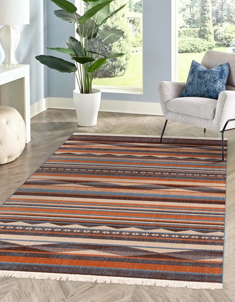 Rikmani Teppich Moderner Fransenteppich 160 x 230 cm Wohnzimmer FEE