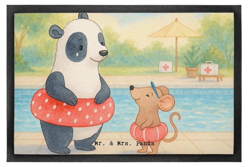 Mr. & Mrs. Panda Fussmatte Otter Schwimmen Design 50 x 75 cm - Weiß - Geschenk, Wassersport, Türmatte, Schwimmkurs, fußmatte, Schmutzmatte, Schm...