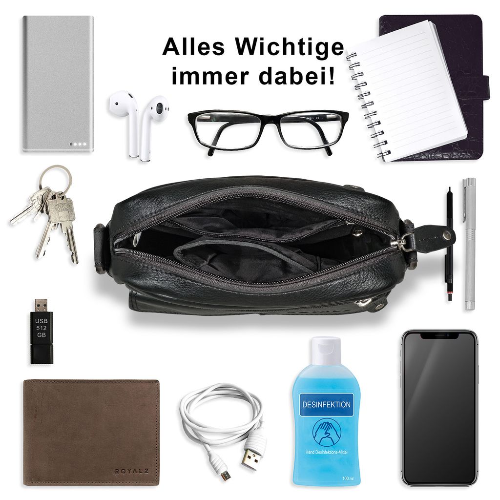 ROYALZ "Oregon" Leder Umhängetasche Herren Klein Männer Produktbild 6