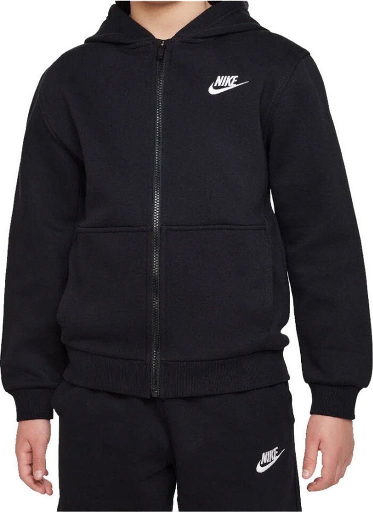 NIKE K NSW CLUB FLC HD FZ LS LBR Sweatshirtjacke Kinder schwarz L